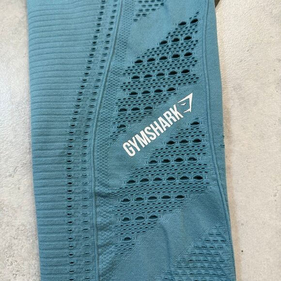 Gymshark Flawless Knit Leggings High Rise Compression Seamless Teal Size M - Picture 6 of 8